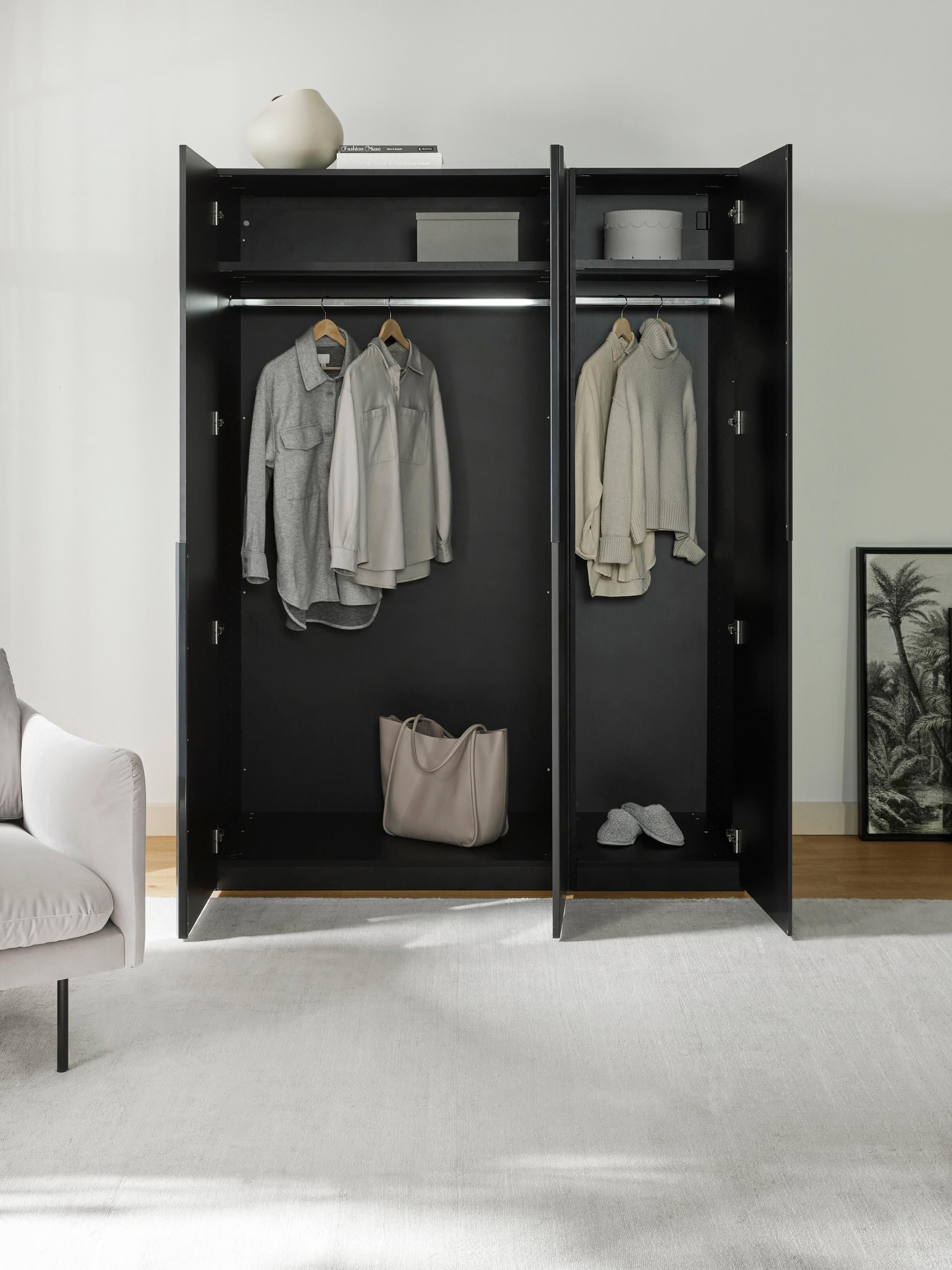 Leonor Modular Hinged-Door Wardrobe, 150 cm Wide, in Various Sizes
