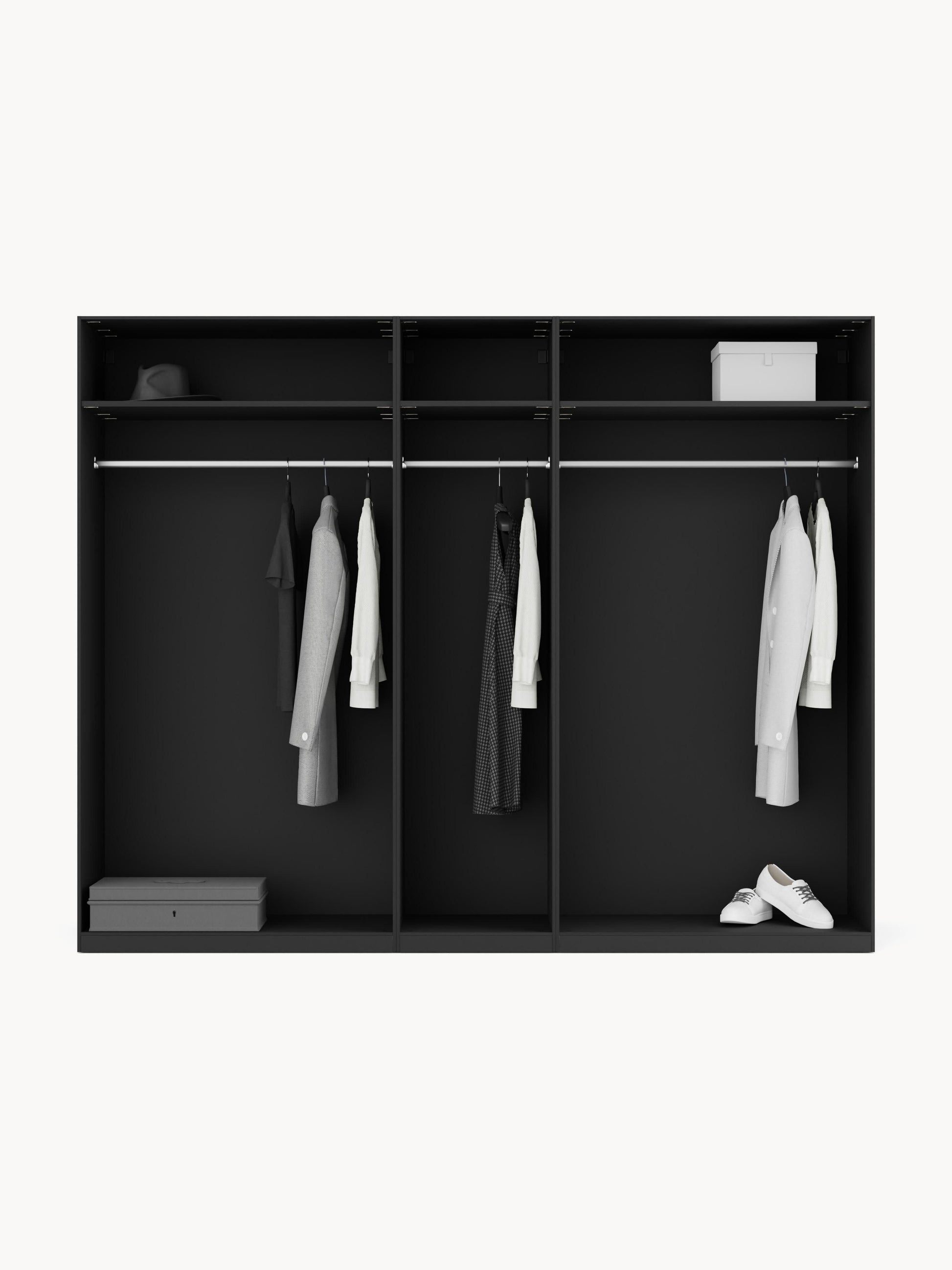 Leonor Modular Hinged-Door Wardrobe, 250 cm Wide, in Various Sizes