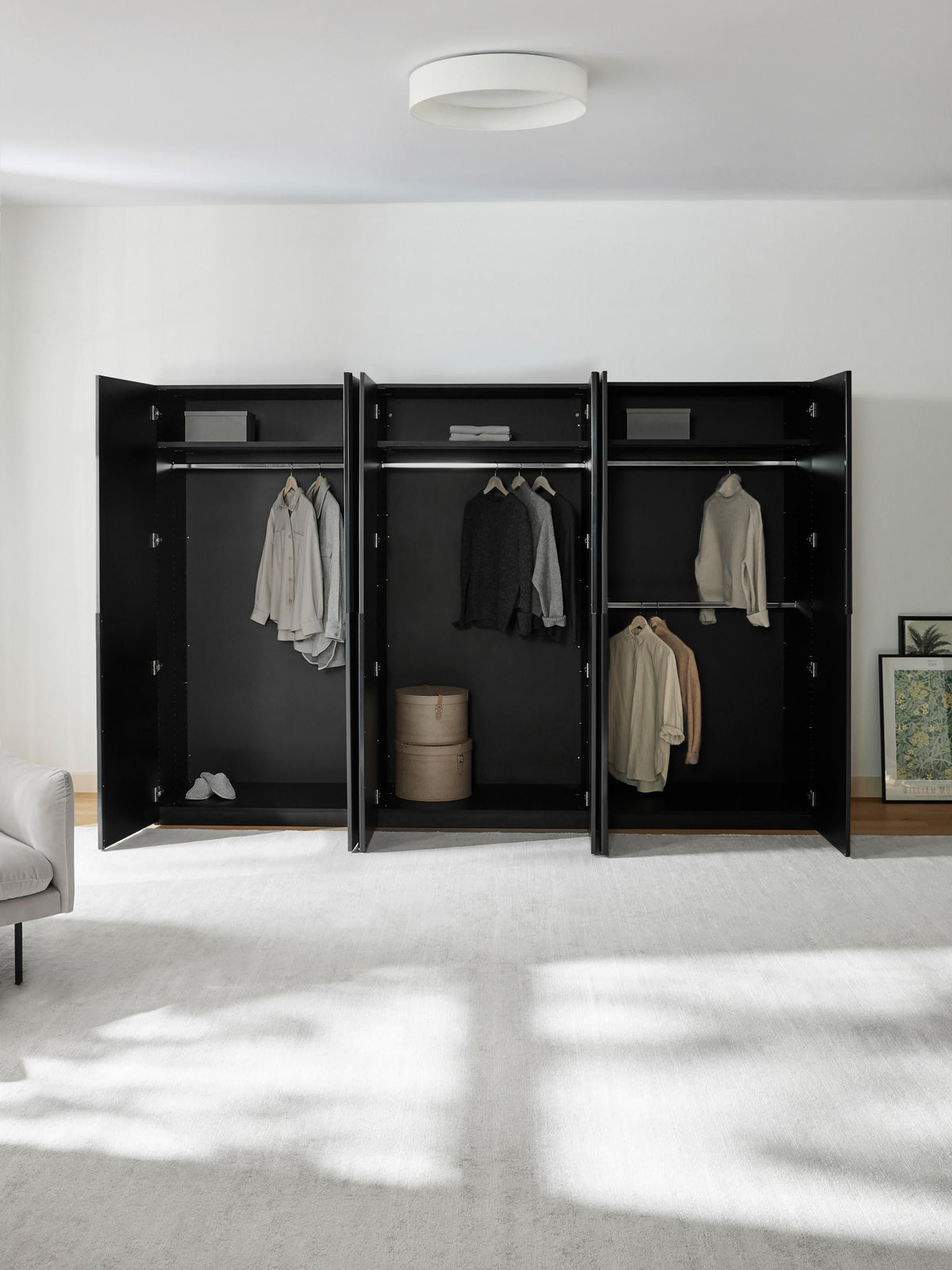 Leonor Modular Hinged-Door Wardrobe, 300 cm Wide, in Various Sizes