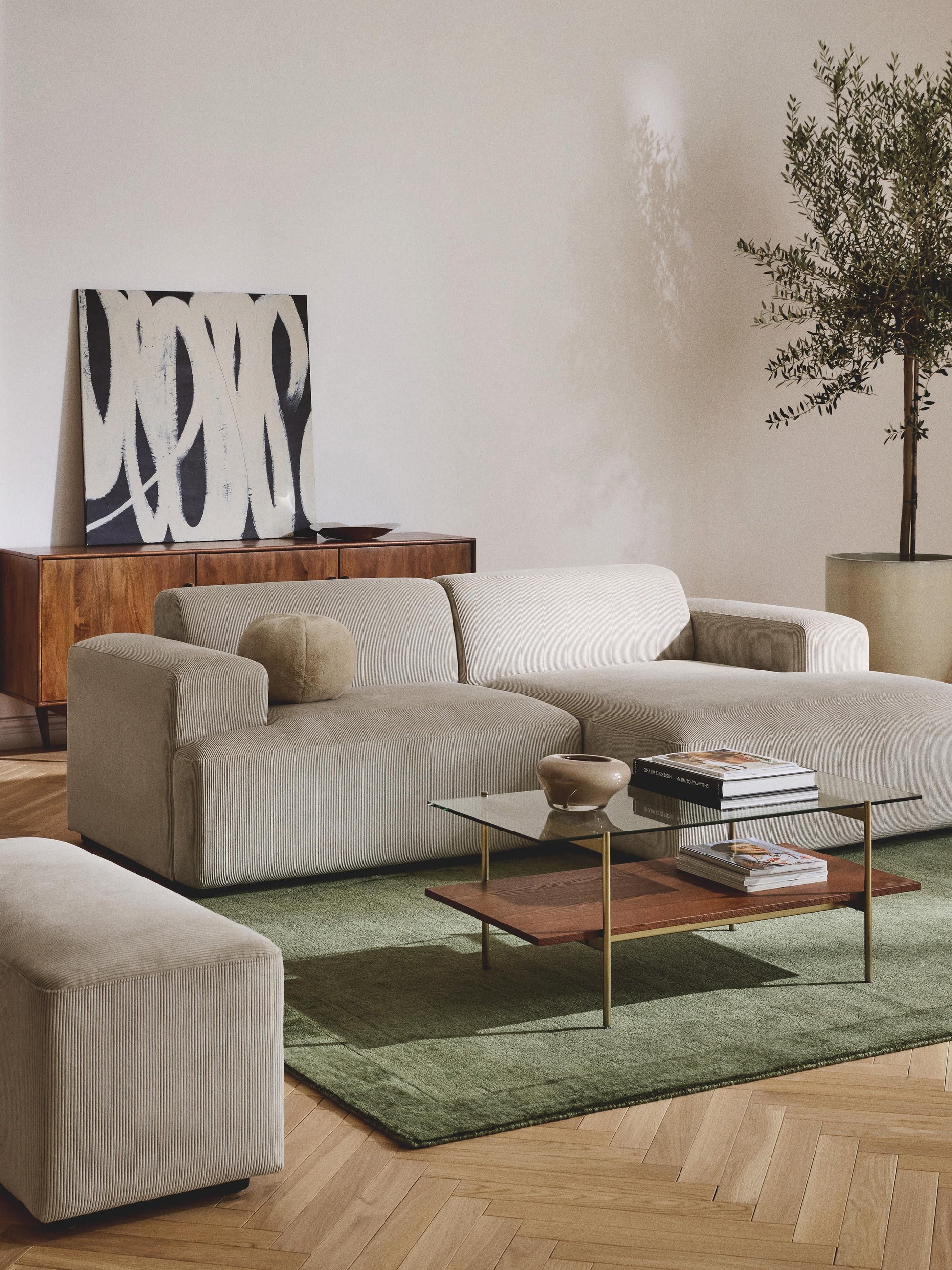 Melvie Corner Sofa in Corduroy (3-Seater)