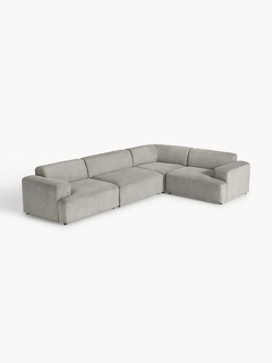 Melvie Large Corner Sofa in Corduroy (4-Seater)