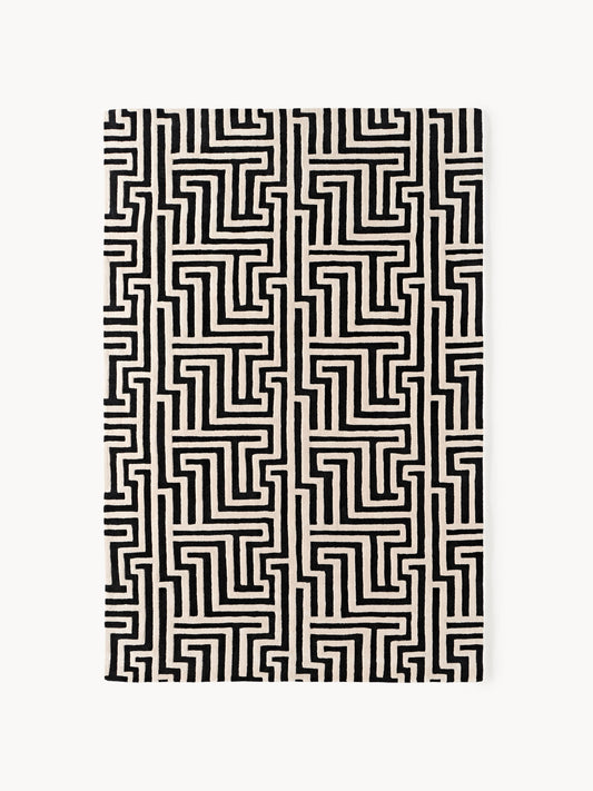 Montin Hand-Tufted Wool Rug with Raised High-Low Texture