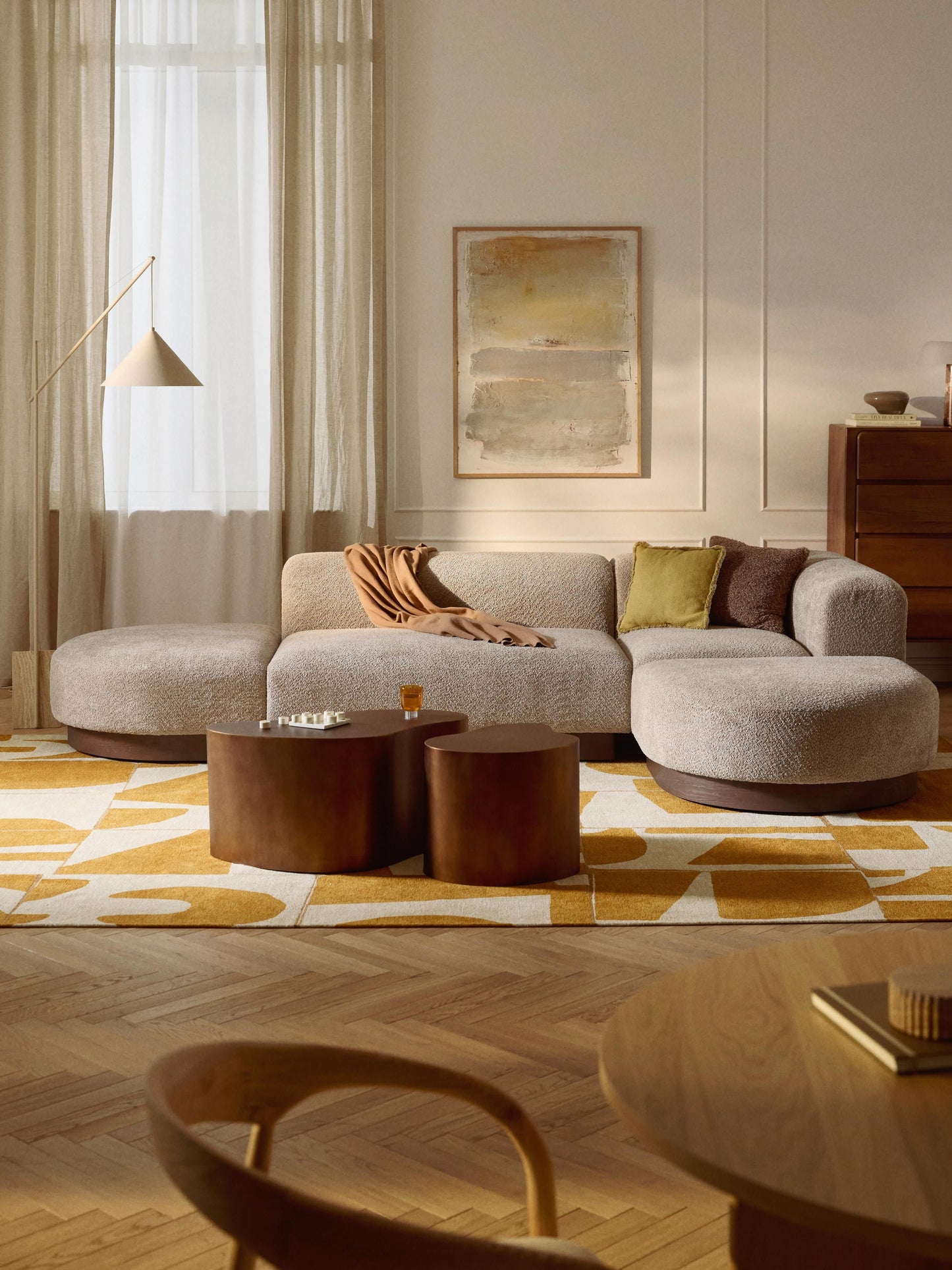 Natelle Modular Corner Sofa in Teddy Bouclé
