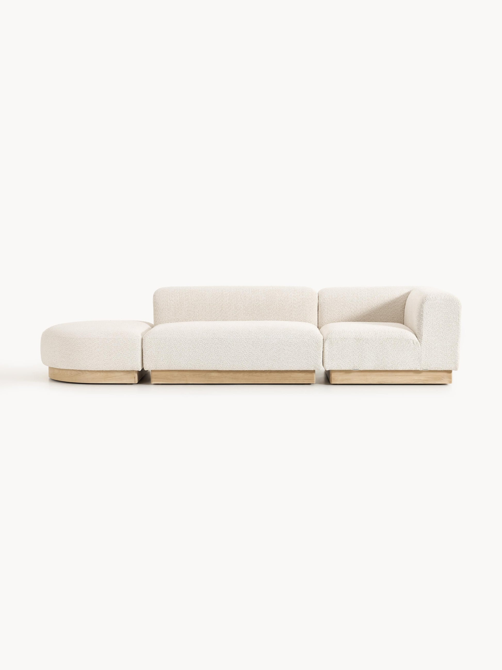 Natelle Modular Ottoman in Teddy Bouclé with Stool (Left/Right)