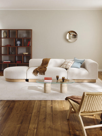 Natelle Modular Ottoman in Teddy Bouclé with Stool (Left/Right)