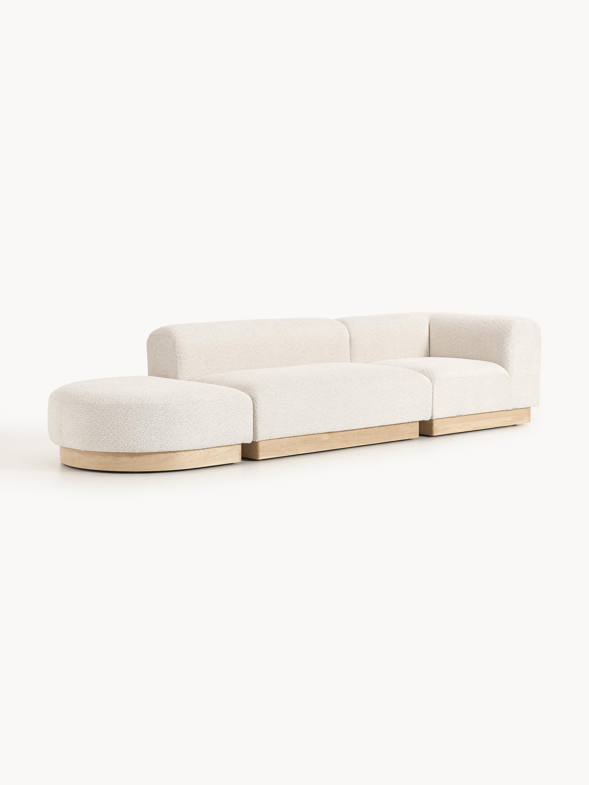 Natelle Modular Ottoman in Teddy Bouclé with Stool (Left/Right)