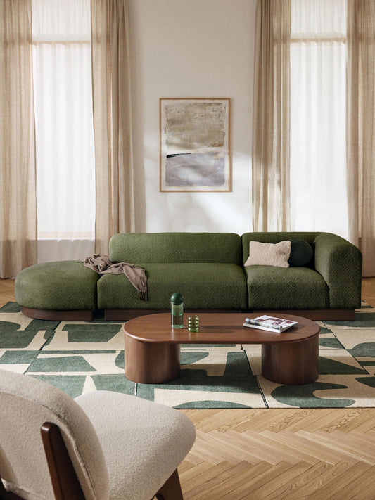 Natelle Modular Ottoman in Teddy Bouclé with Stool (Left/Right)