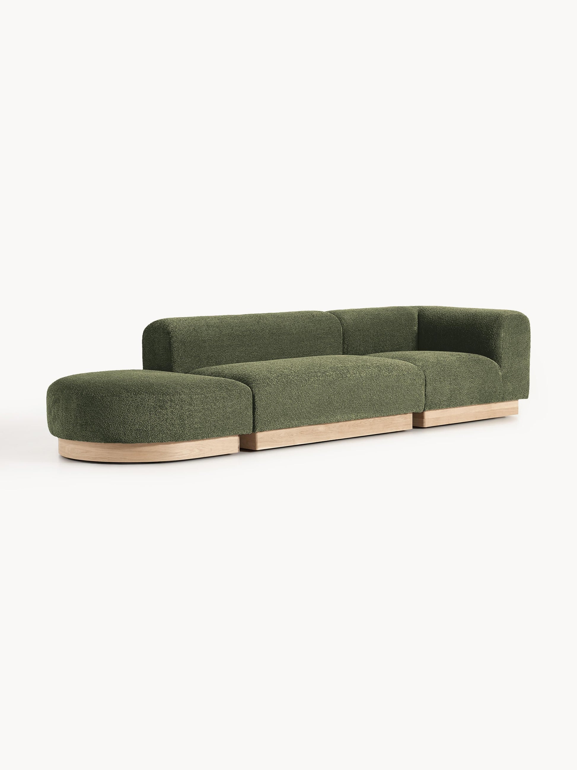 Natelle Modular Ottoman in Teddy Bouclé with Stool (Left/Right)