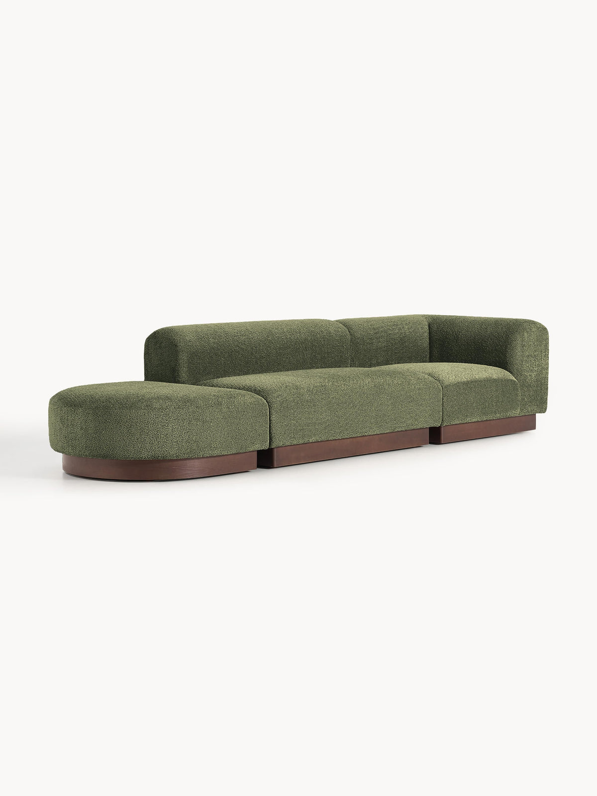 Natelle Modular Ottoman in Teddy Bouclé with Stool (Left/Right)