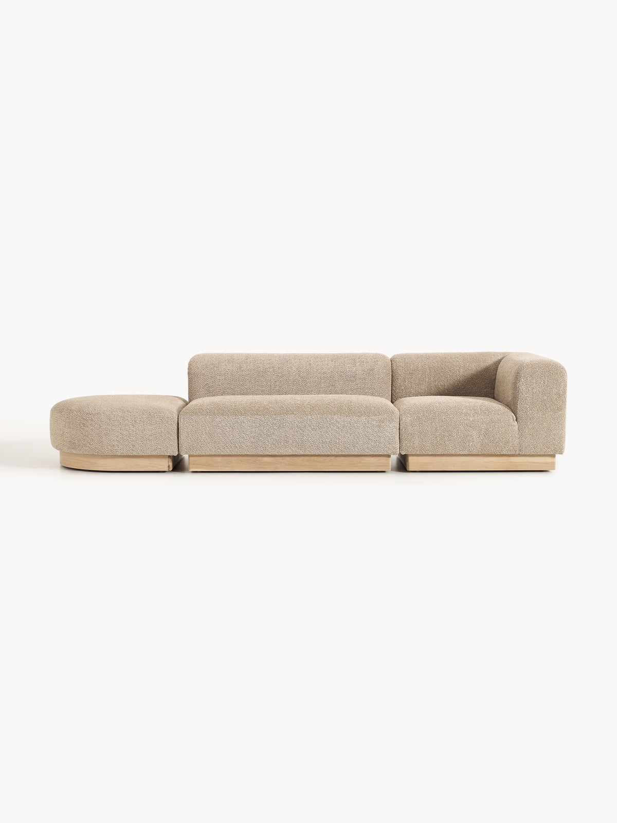 Natelle Modular Ottoman in Teddy Bouclé with Stool (Left/Right)