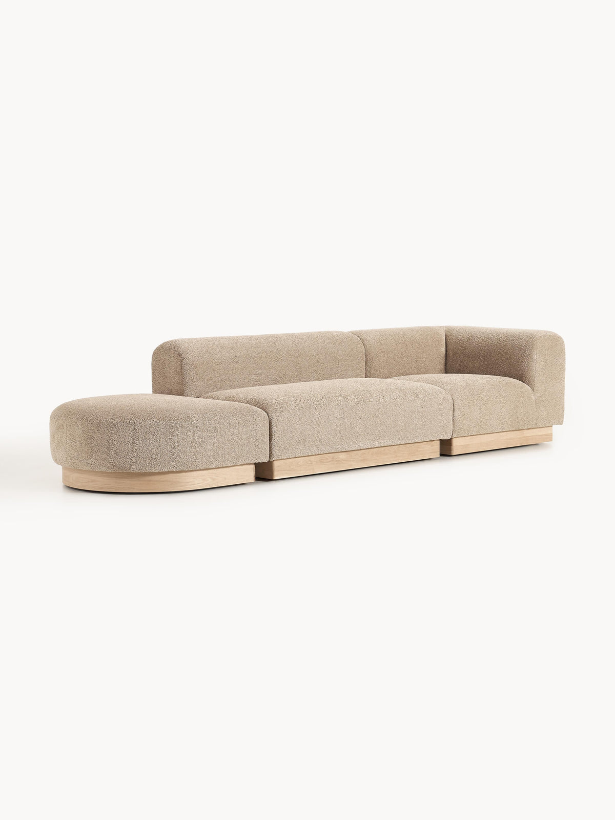 Natelle Modular Ottoman in Teddy Bouclé with Stool (Left/Right)
