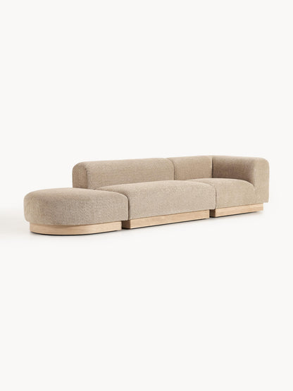 Natelle Modular Ottoman in Teddy Bouclé with Stool (Left/Right)