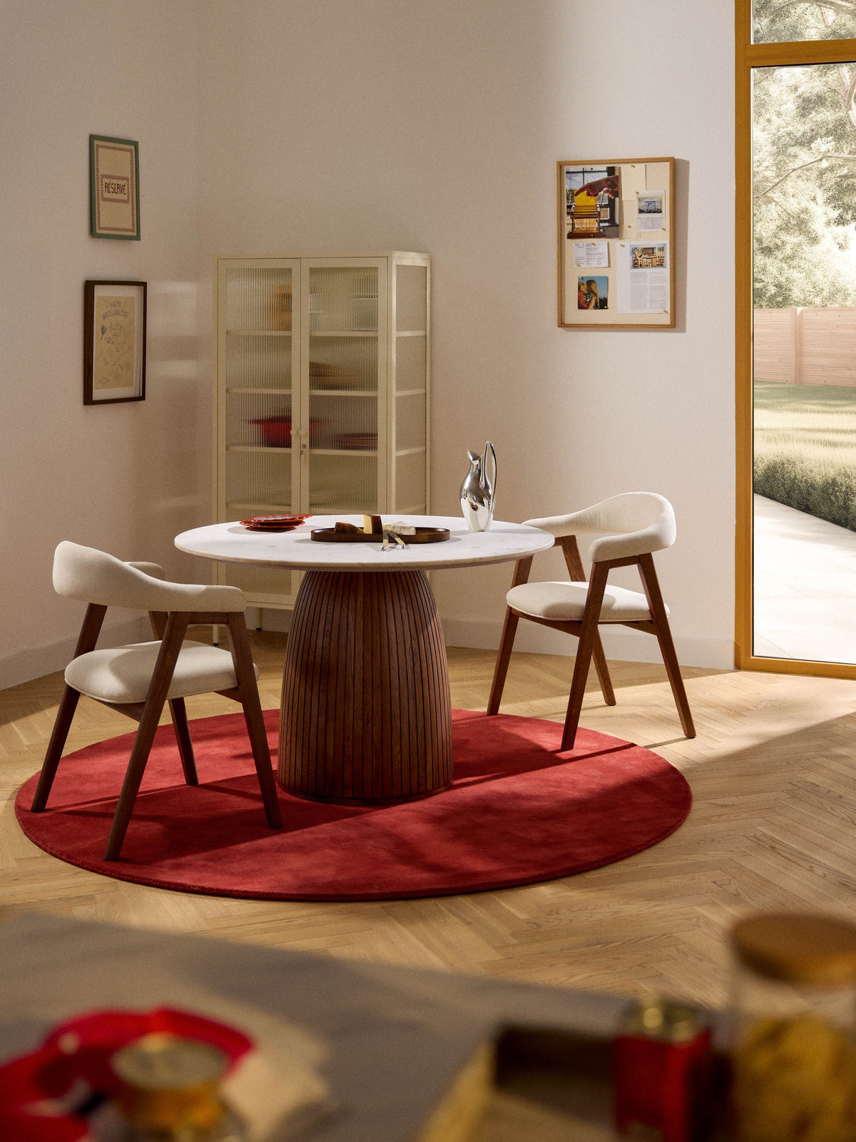 Nellin Round Dining Table with Marble Tabletop, Ø 115 cm