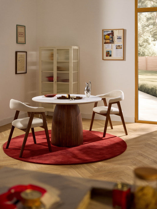 Nellin Round Dining Table with Marble Tabletop, Ø 115 cm