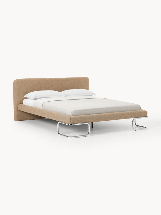 Olena Bouclé Upholstered Bed with Metal Legs