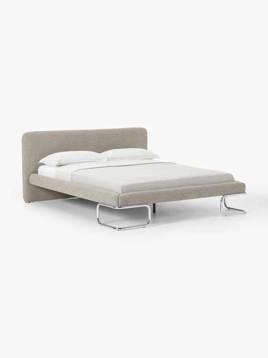 Olena Bouclé Upholstered Bed with Metal Legs