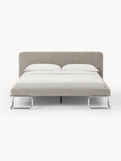 Olena Bouclé Upholstered Bed with Metal Legs