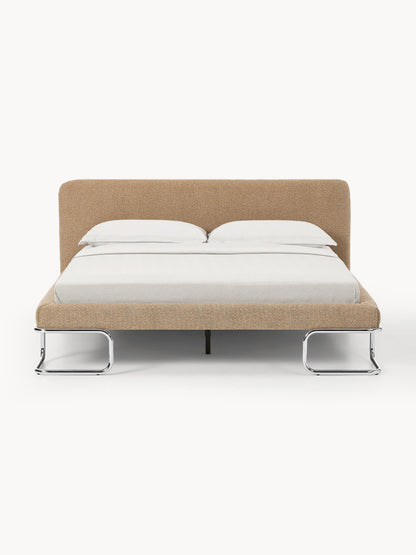 Olena Bouclé Upholstered Bed with Metal Legs