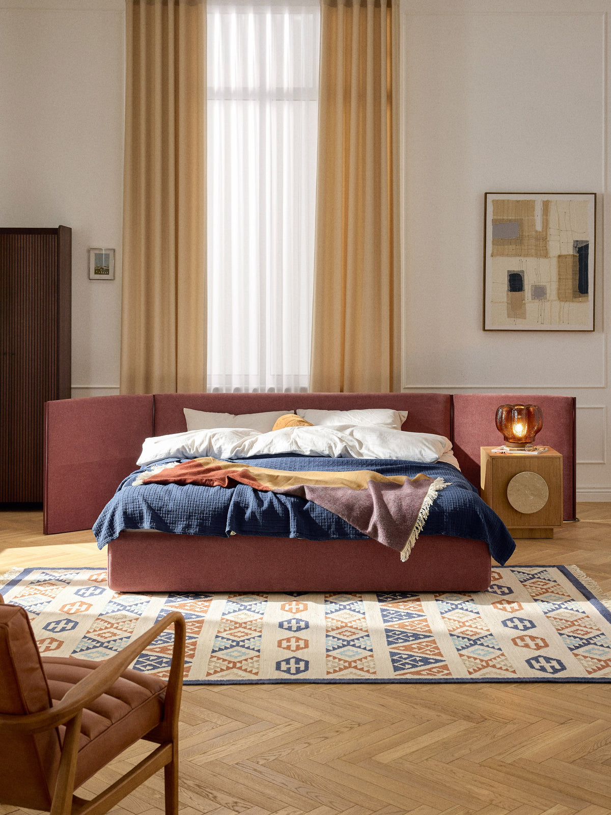 Otten Upholstered Bed with Folding Headboard