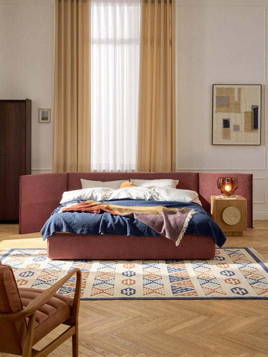 Otten Upholstered Bed with Folding Headboard