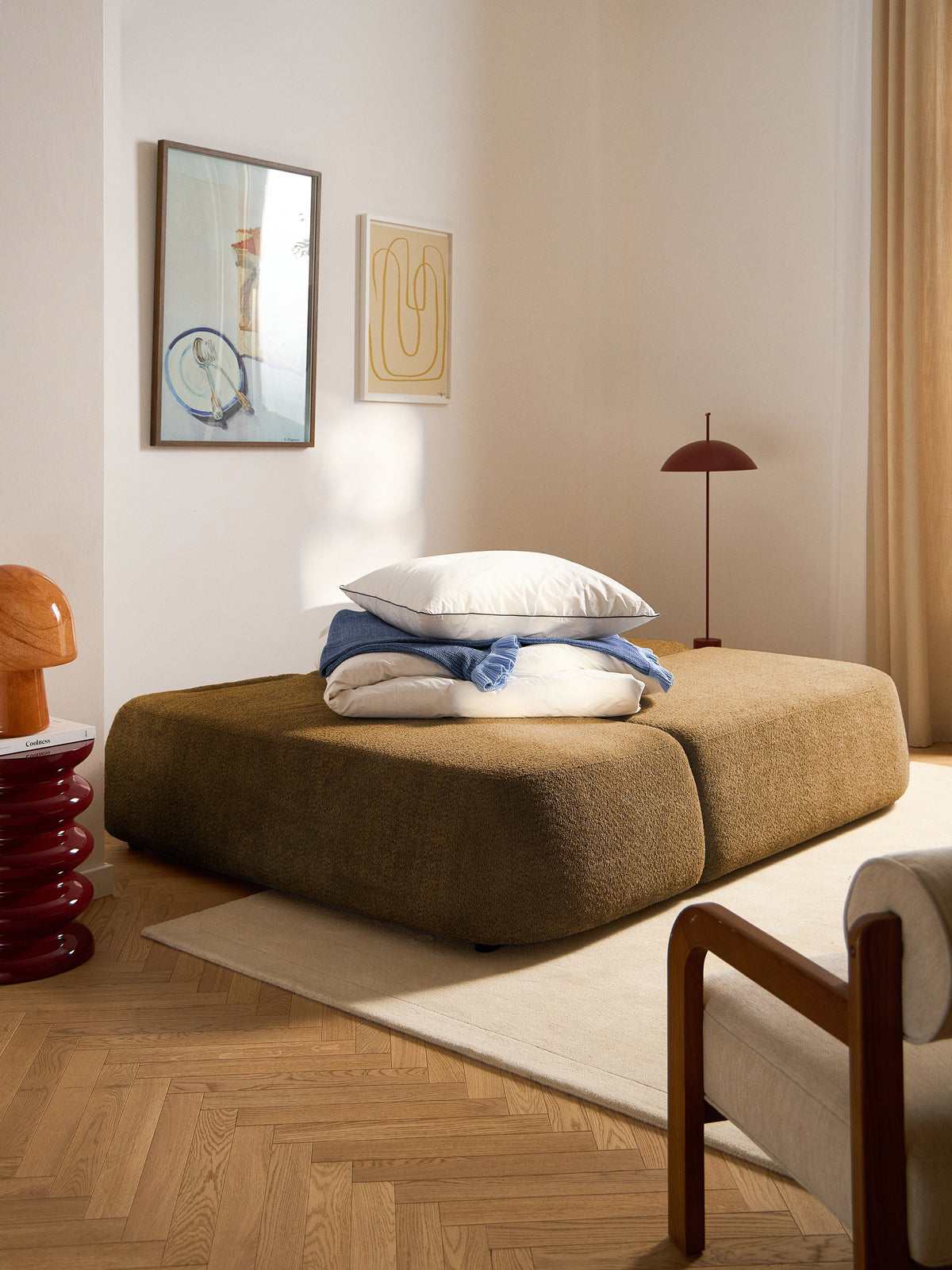 Paolo Teddy Bouclé Storage Sofa Bed