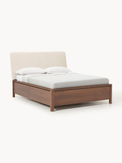 Santiano Wooden Bed with Upholstered Headboard and Drawers
