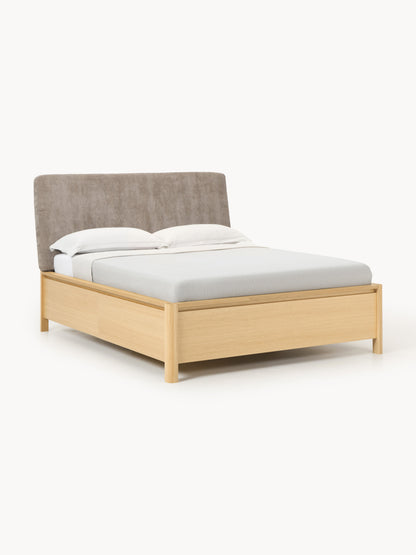 Santiano Wooden Bed with Upholstered Headboard and Drawers