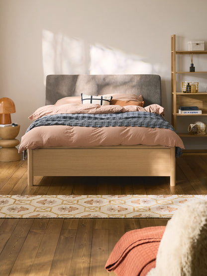 Santiano Wooden Bed with Upholstered Headboard and Drawers