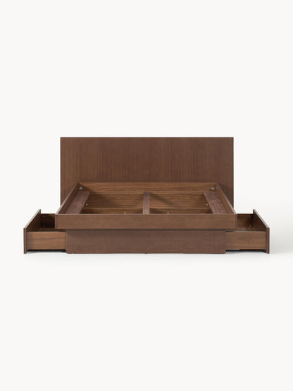 Saton Wooden Bed with Drawers and Headboard