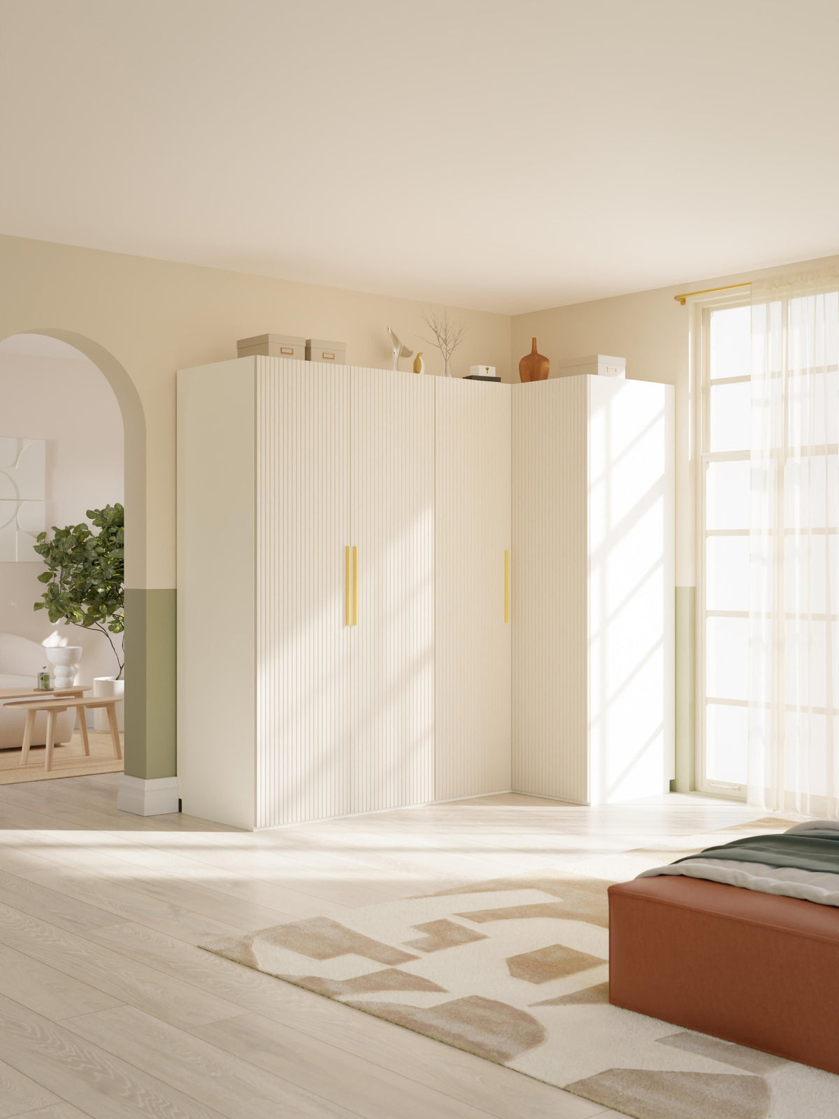 Simoni Modular Corner Wardrobe, 215 cm Wide, in Various Sizes