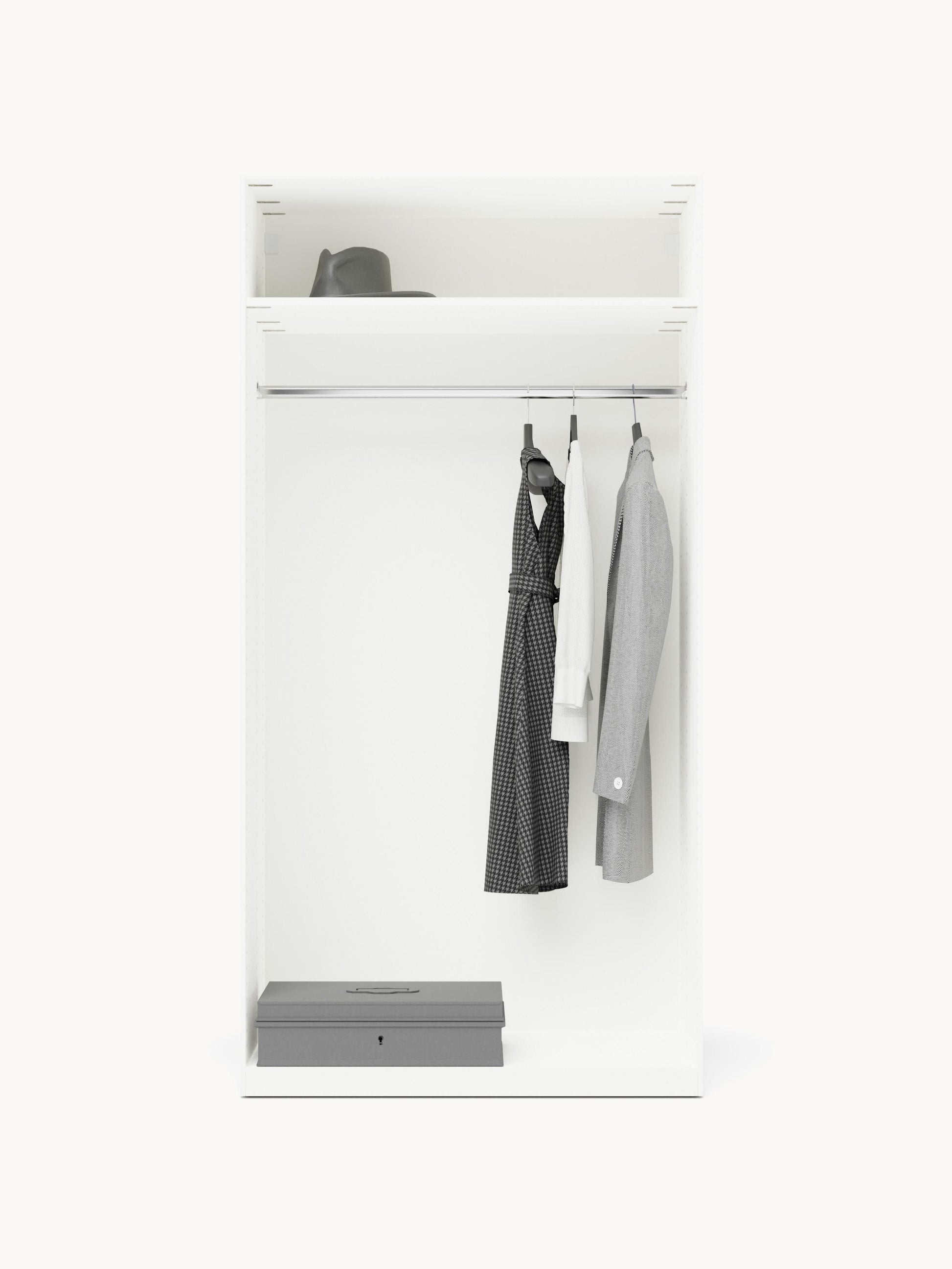 Simoni Modular Hinged-Door Wardrobe, 100 cm Wide, in Various Sizes