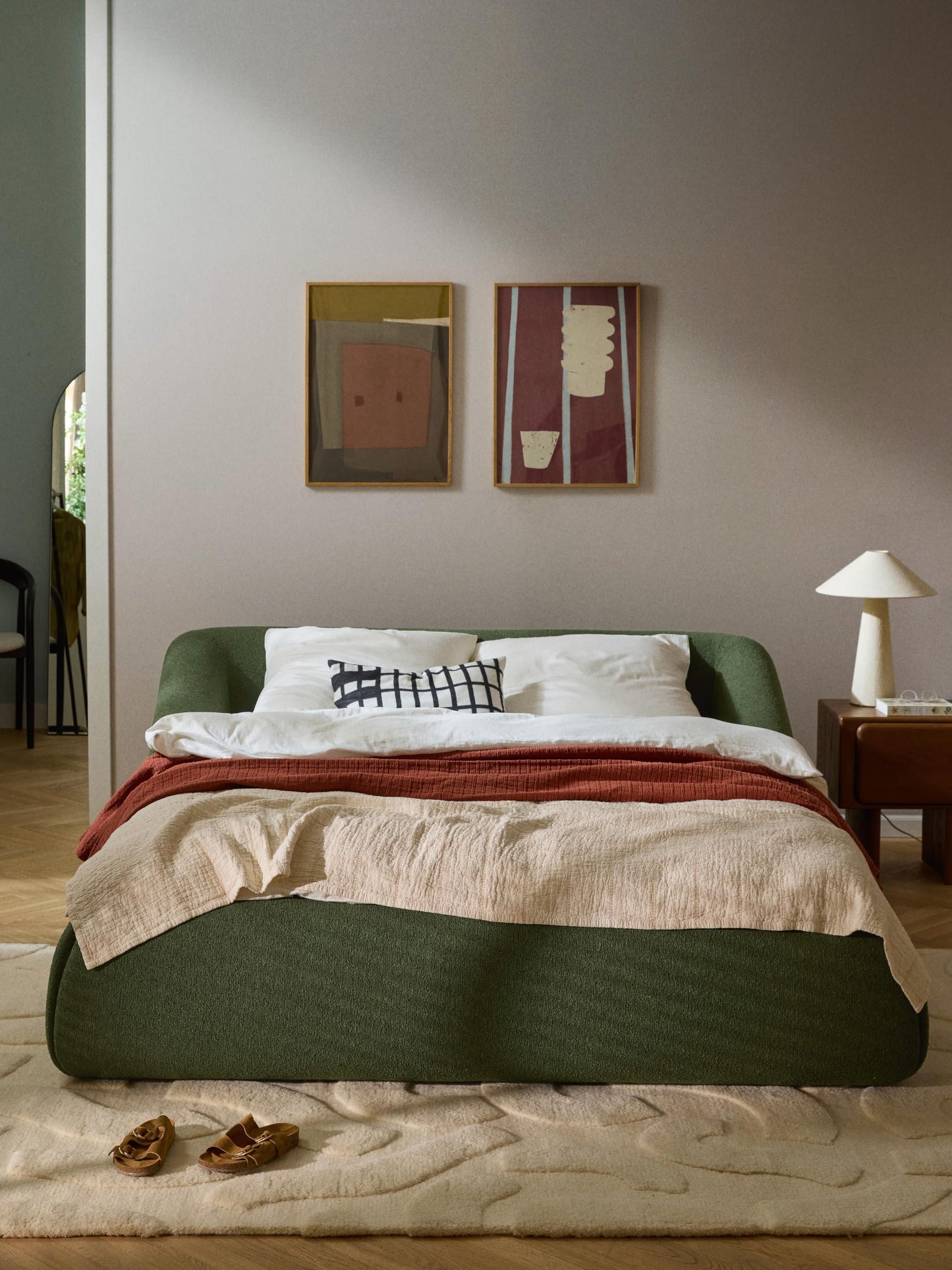 Sofira Upholstered Bed in Bouclé