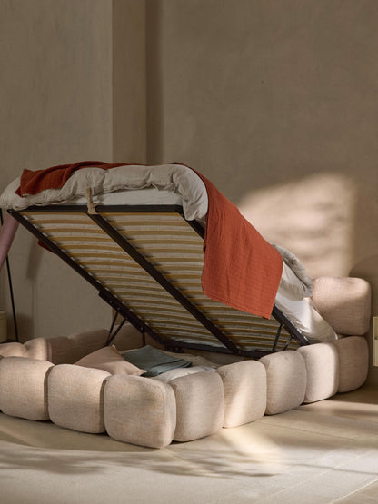 Taylen Upholstered Bed in Bouclé with Storage
