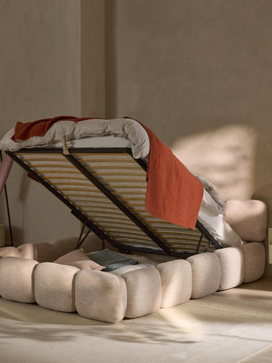 Taylen Upholstered Bed in Bouclé with Storage