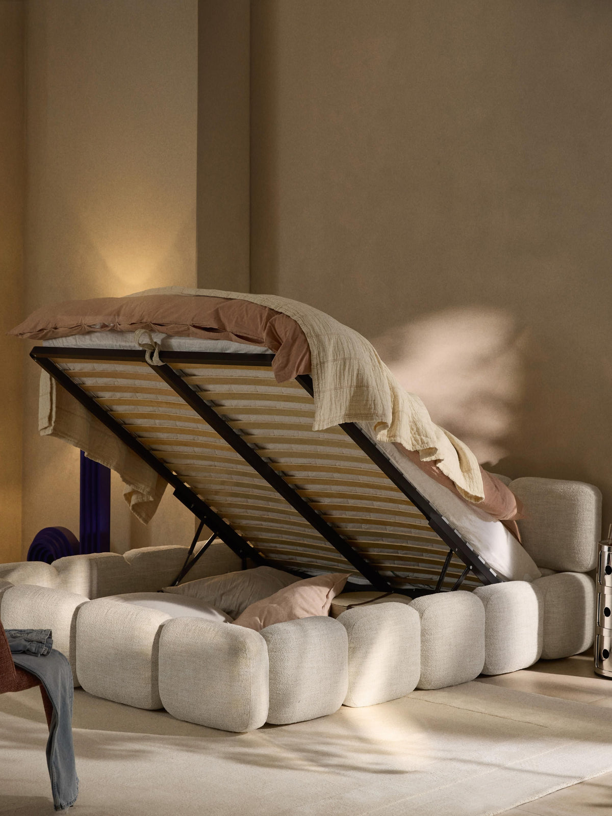 Taylen Upholstered Bed in Bouclé with Storage
