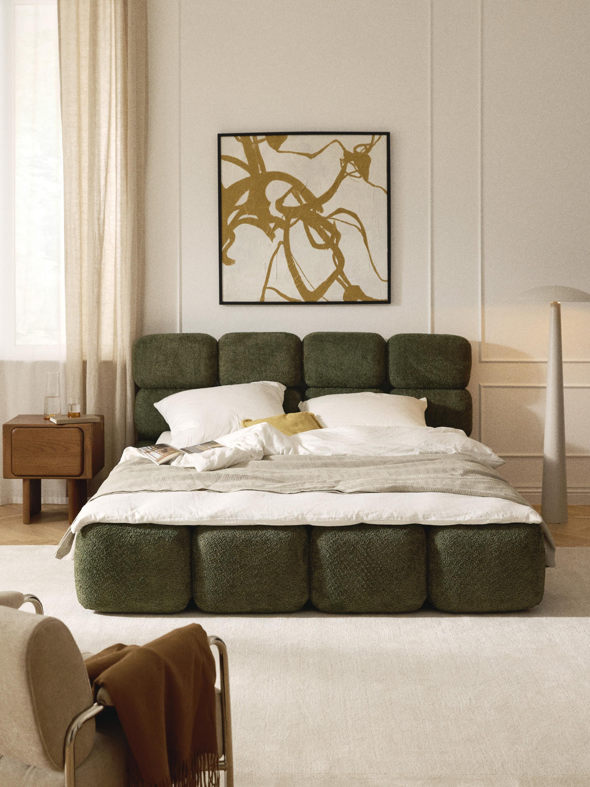 Taylen Upholstered Bed in Teddy Bouclé