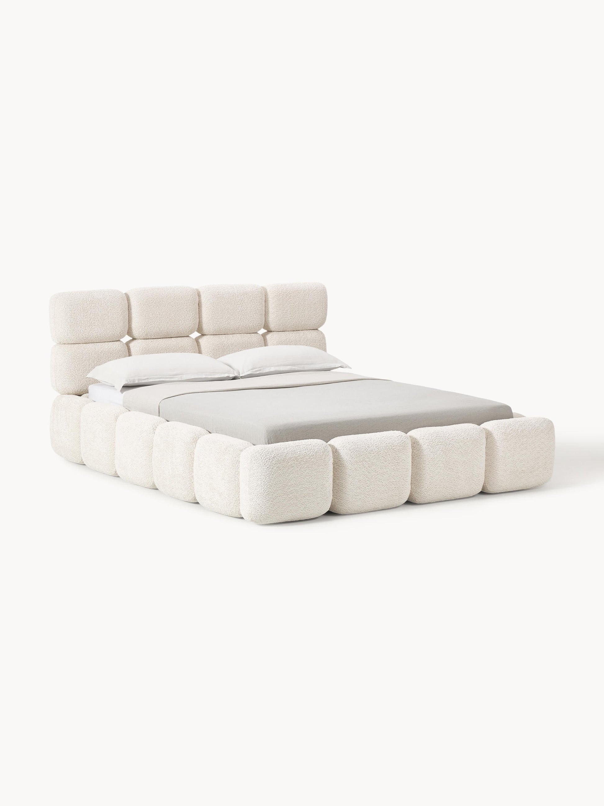 Taylen Upholstered Bed in Teddy Bouclé with Storage