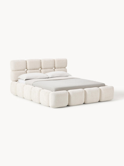 Taylen Upholstered Bed in Teddy Bouclé with Storage