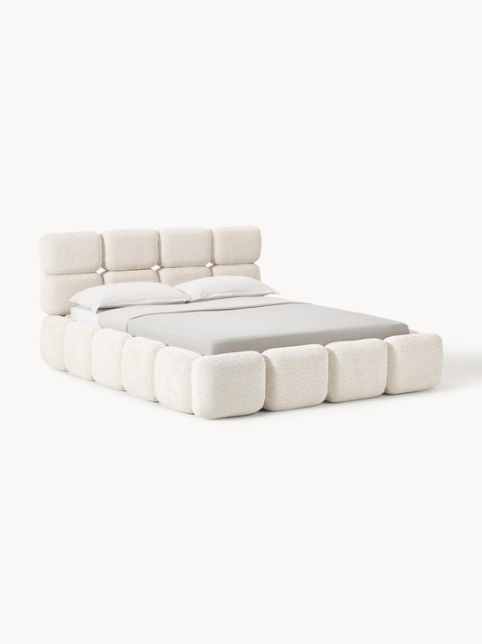 Taylen Upholstered Bed in Teddy Bouclé with Storage