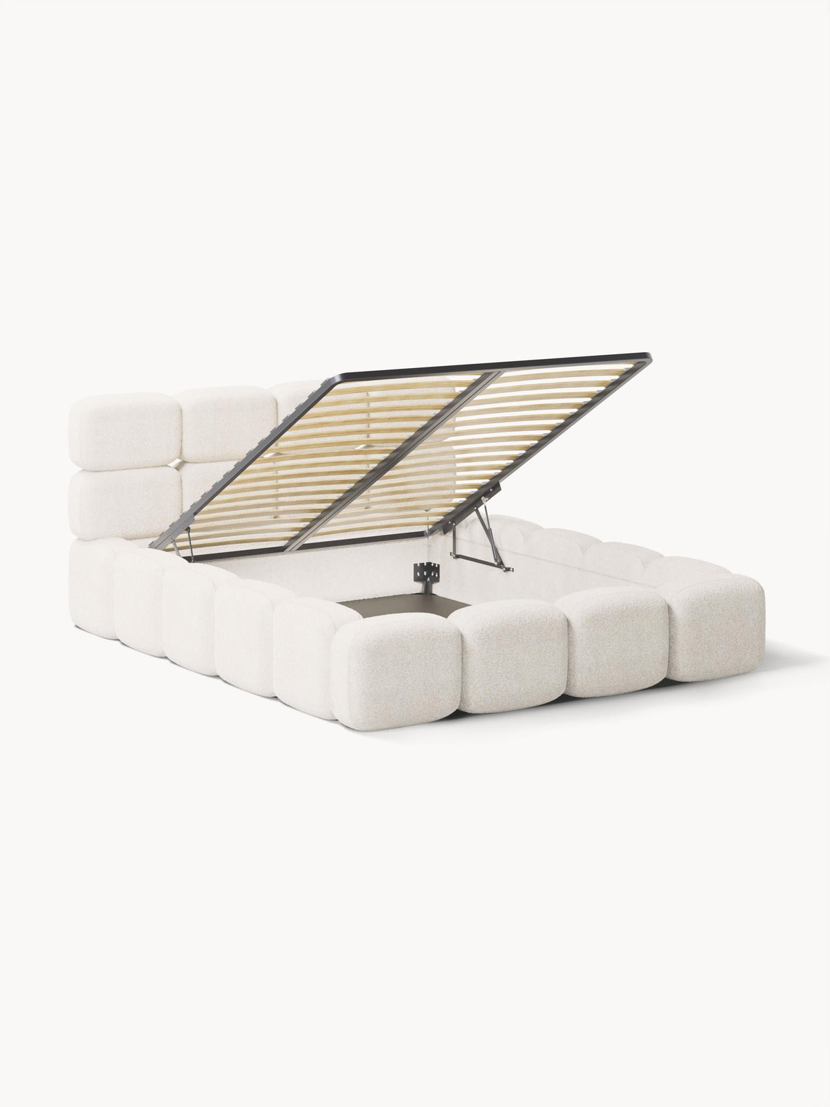 Taylen Upholstered Bed in Teddy Bouclé with Storage