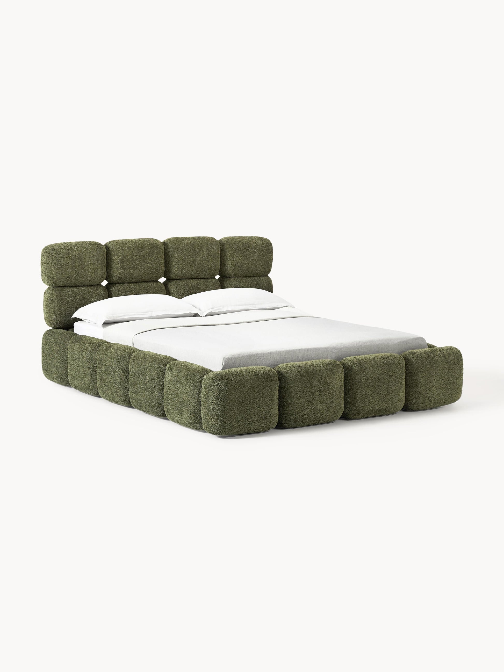 Taylen Upholstered Bed in Teddy Bouclé with Storage