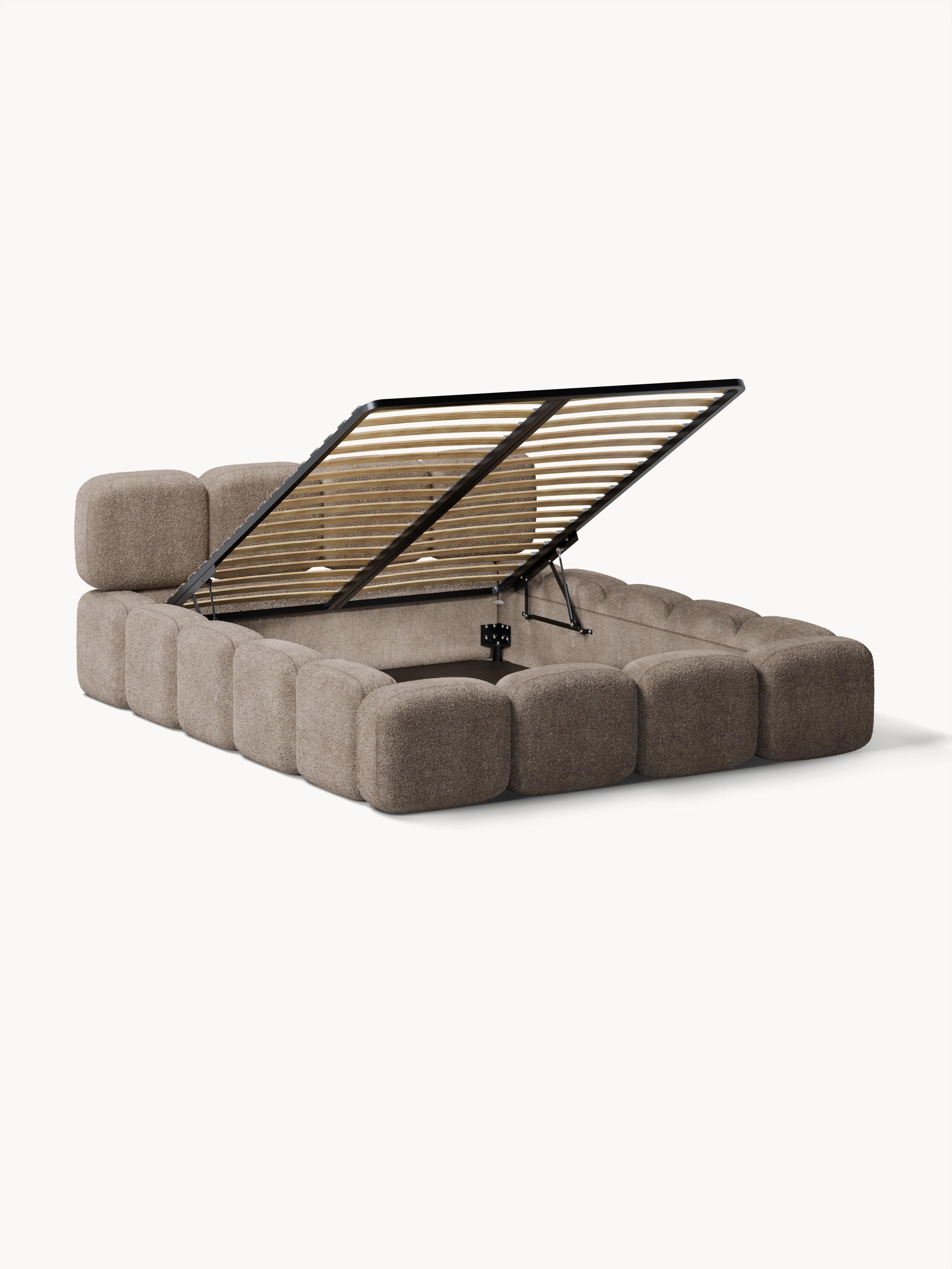 Taylen Upholstered Bed in Teddy Bouclé with Storage