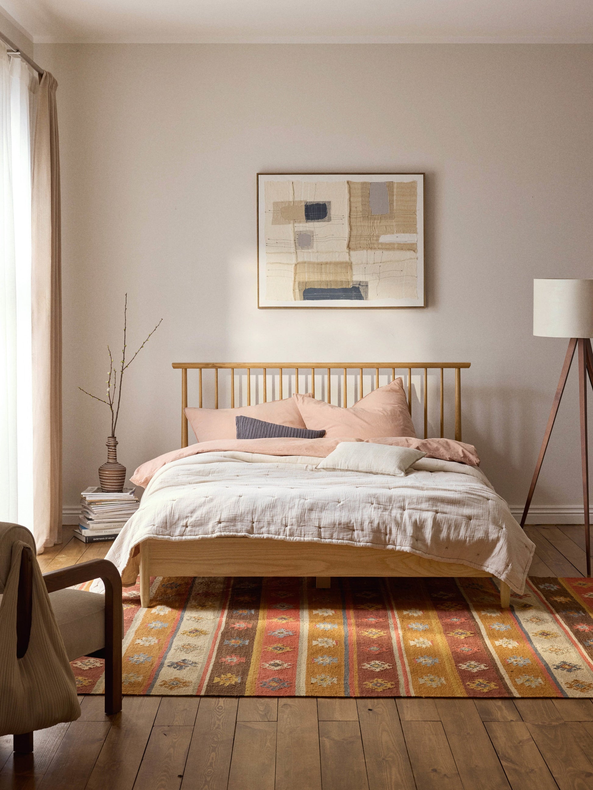Windson Wooden Bed with Pine Headboard