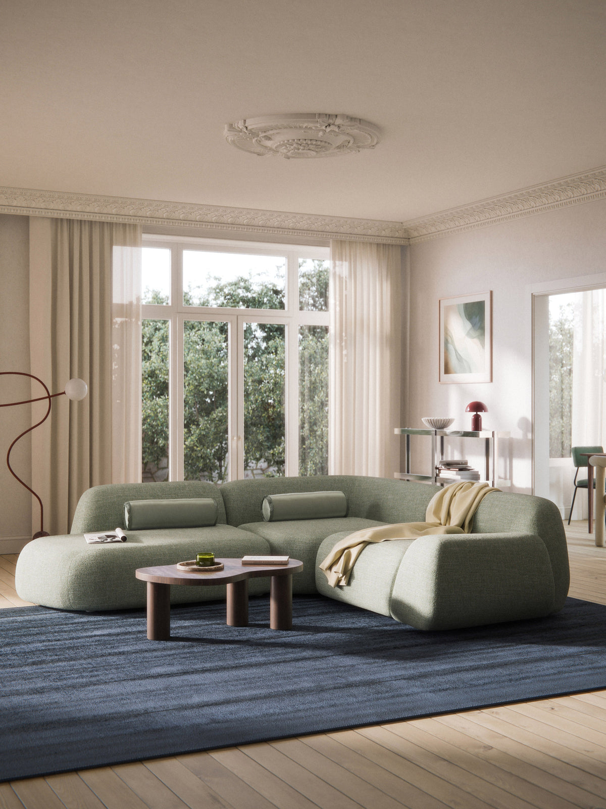 Wolka Bouclé Modular Corner Sofa (4-Seater) with Chaise Longue