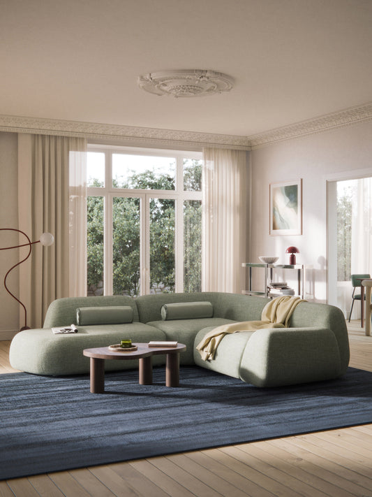 Wolka Bouclé Modular Corner Sofa (4-Seater) with Chaise Longue