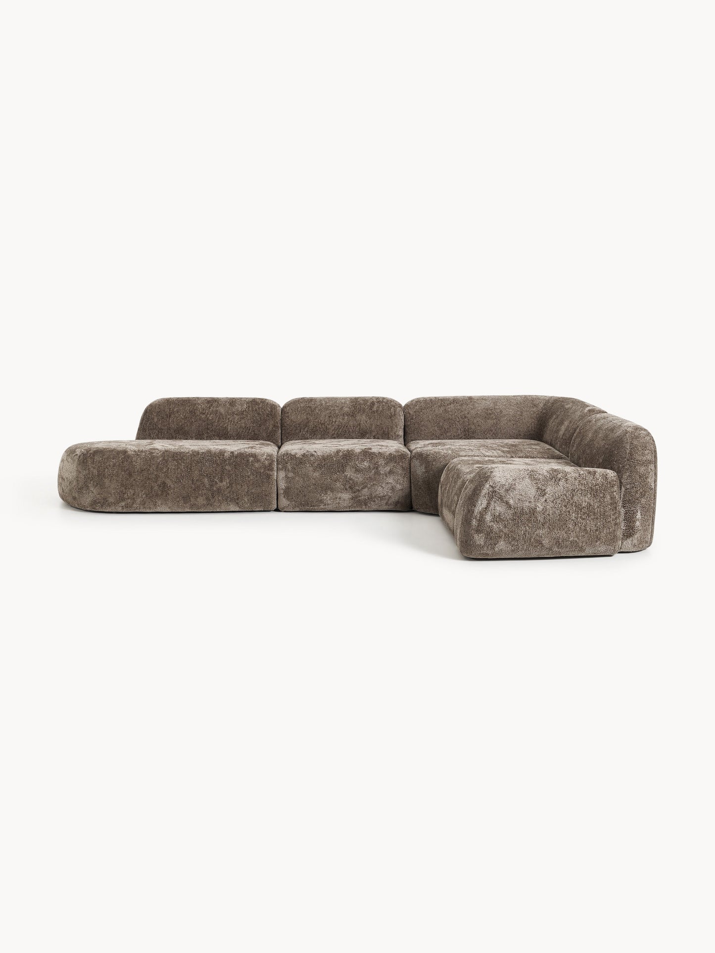 Wolka Modular XL Teddy Bouclé Corner Sofa with Chaise Longue