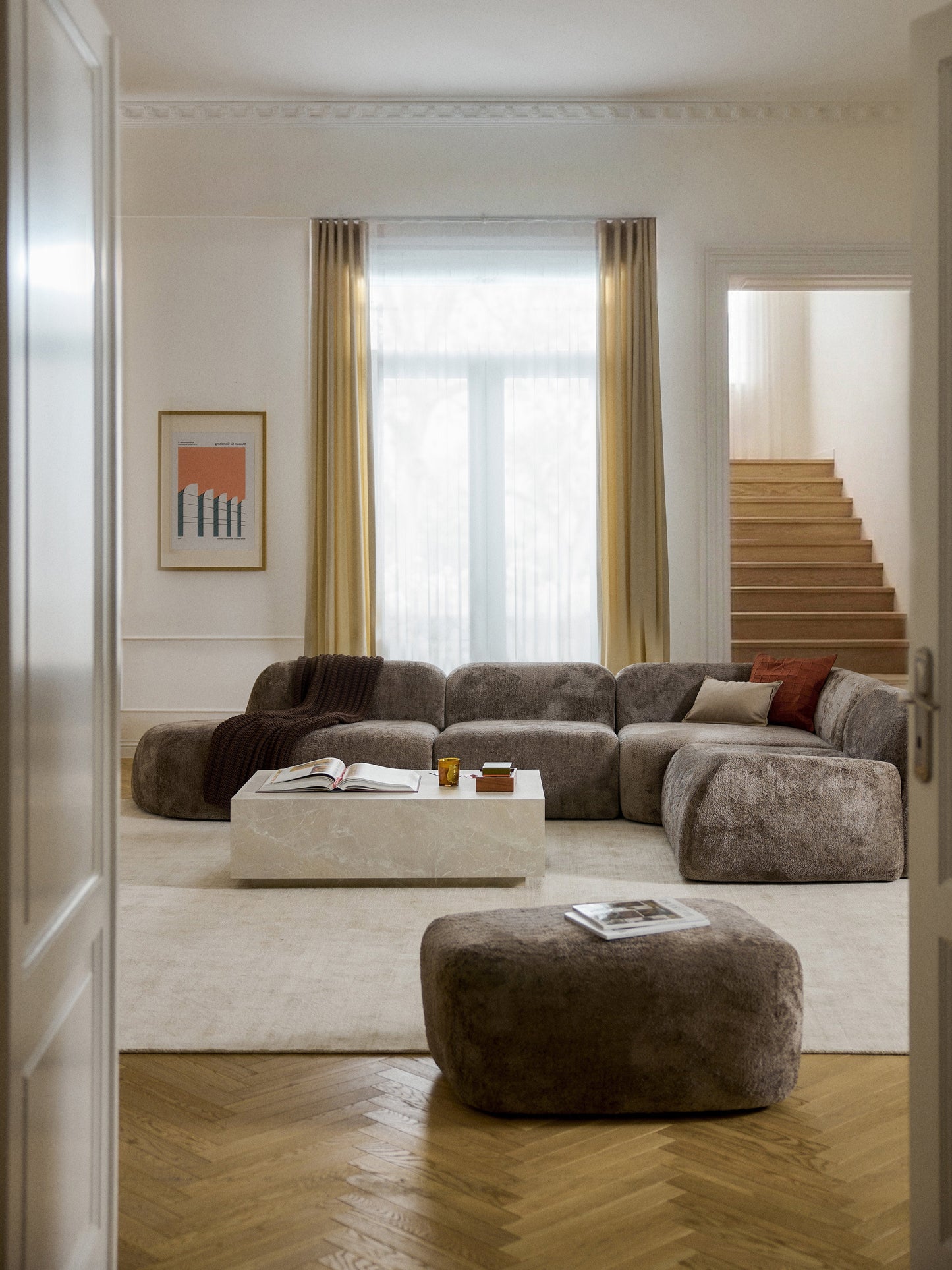 Wolka Modular XL Teddy Bouclé Corner Sofa with Chaise Longue