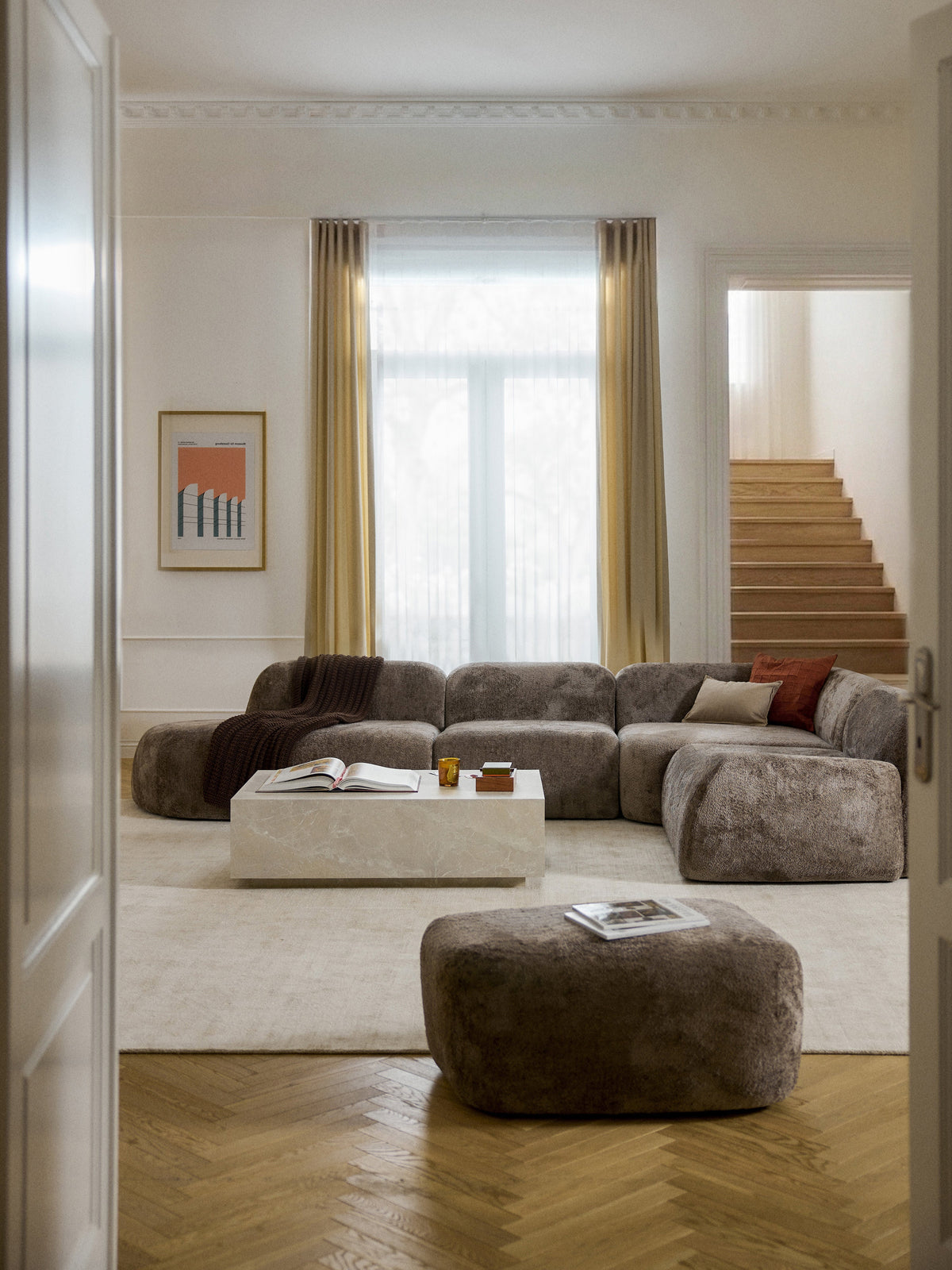 Wolka Modular XL Teddy Bouclé Corner Sofa with Chaise Longue