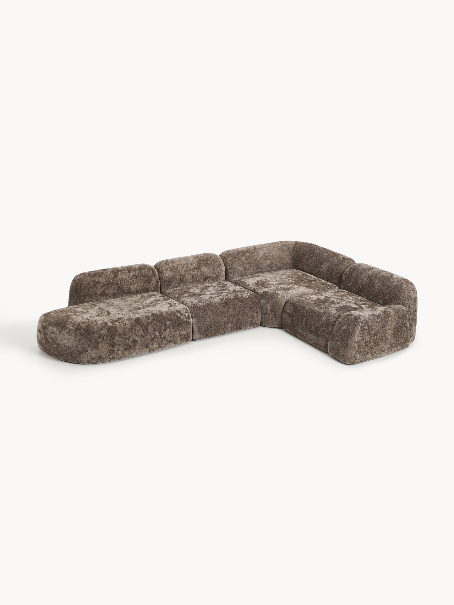 Wolka Modular XL Teddy Bouclé Corner Sofa with Chaise Longue