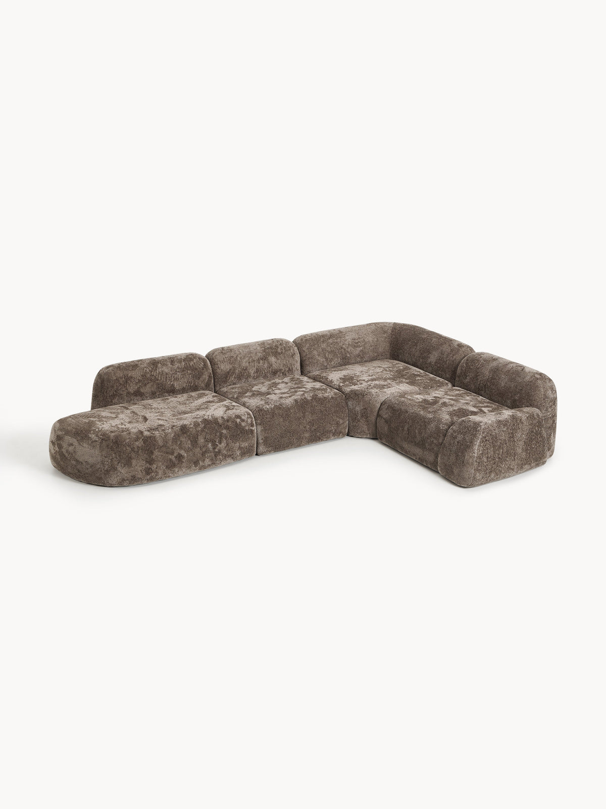 Wolka Modular XL Teddy Bouclé Corner Sofa with Chaise Longue
